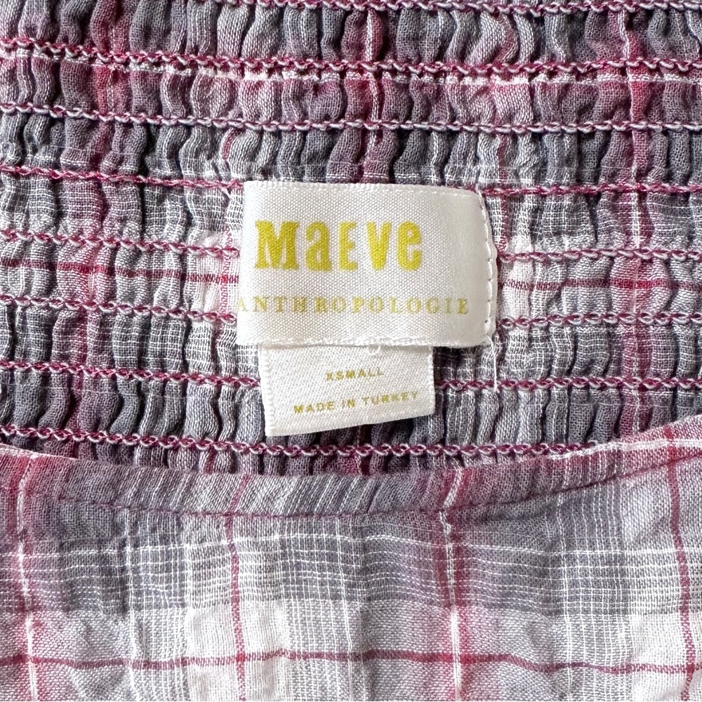 Anthropologie Maeve Flutter Sleeve Plaid Mini Dress Size XS - Picture 3 of 10